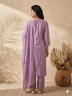 Inaayalina Lavender Premium Silk Hand-Work Kurta Set