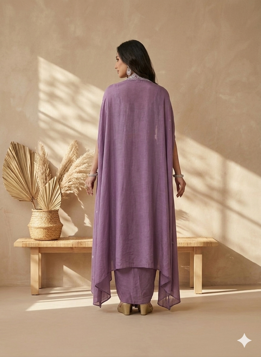 Inaayalina Lavender Wedding Wear Dhoti Set with Embroidered Blouse & Jacket