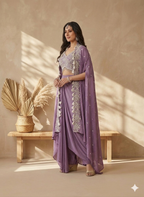Inaayalina Lavender Wedding Wear Dhoti Set with Embroidered Blouse & Jacket