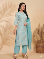 Inaayalina Sky Blue Vatican Fabric Printed Kurta Set