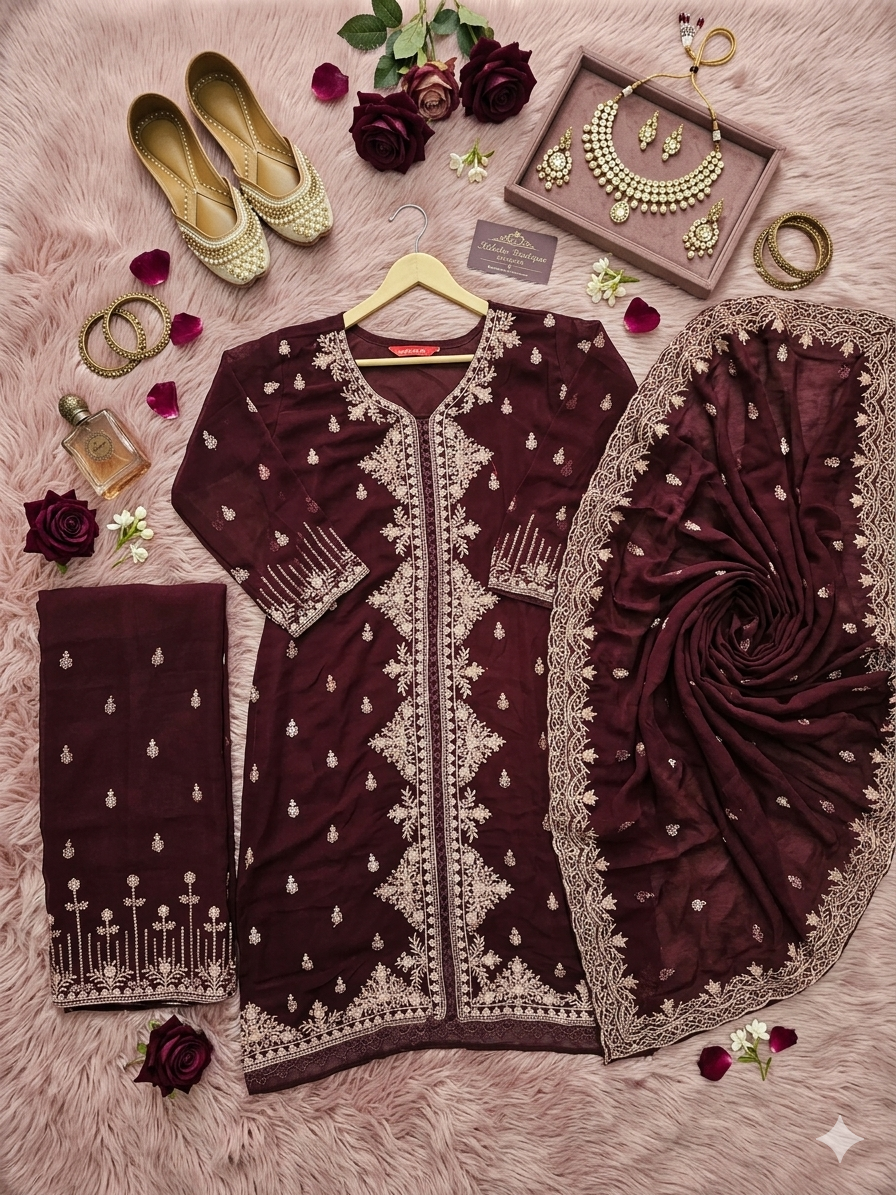 Inaayalina Pakistani Hand-Work Kurta Set with Palazzo