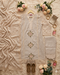 Inaayalina Beige-Cream Pakistani Embroidered Kurta Set