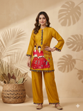 Inaayalina Mustard Yellow Designer Embroidery Co-ord Set