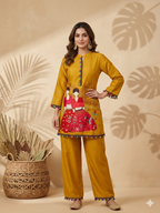 Inaayalina Mustard Yellow Designer Embroidery Co-ord Set