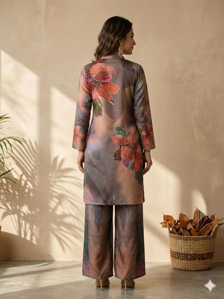 Inaayalina Multicolor Floral Print Vatican Co-ord Set