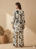 Inaayalina Black & White Floral Printed Cotton Co-ord Set