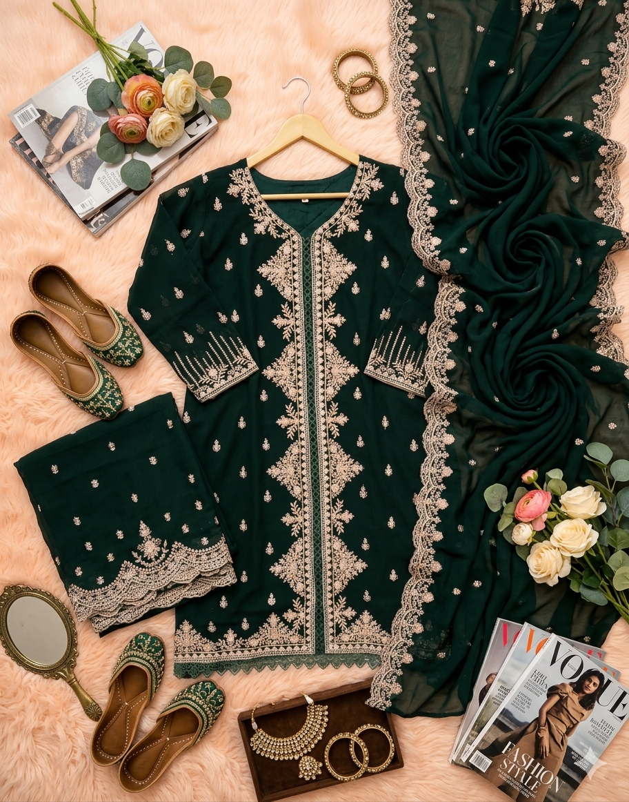 Inaayalina Pakistani Hand-Work Kurta Set with Palazzo
