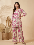Inaayalina Pink Floral Printed Cotton Co-ord Set