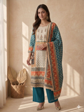 Inaayalina Teal & Cream Shimmer Kurta Set with Shimmer Dupatta