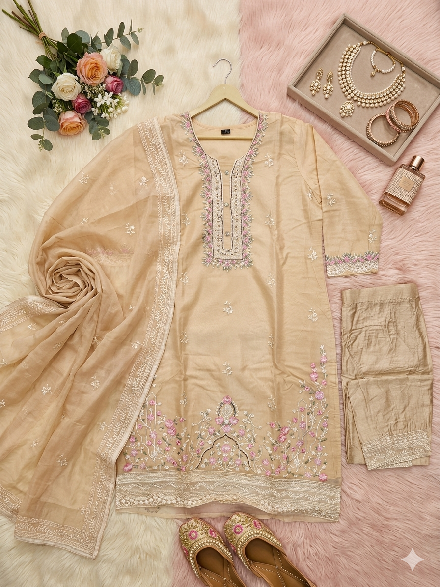 Inaayalina Pakistani Hand-Work Kurta Set