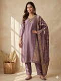 Inaayalina Mauve Premium Silk Kurta Set with Banarasi Dupatta