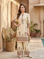 Inaayalina Cream Floral Printed Rayon Co-ord Set