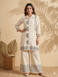 Inaayalina Cream Khadi Cotton Printed Co-ord Set