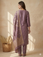 Inaayalina Mauve Premium Silk Kurta Set with Banarasi Dupatta