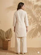 Inaayalina Cream Khadi Cotton Printed Co-ord Set