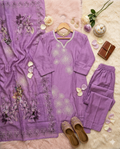 Inaayalina Lavender Roman Silk Kurta Set with Designer Floral Dupatta