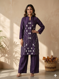 Inaayalina Wine Purple Printed Rayon Co-ord Set