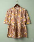 Inaayalina Peach Floral Printed Short Kurti