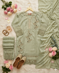 Inaayalina Brown Embroidered Pakistani Kurta Set